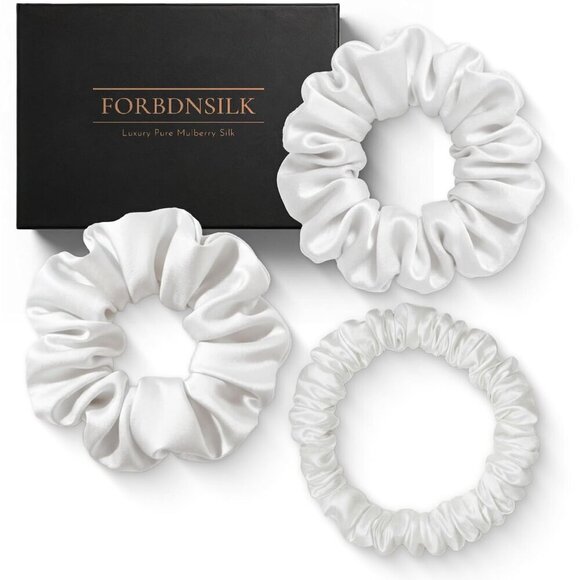 Silk Scrunchies Set of 3 Mulberry 22 Momme Hair Ties for All Hair Types main image 4